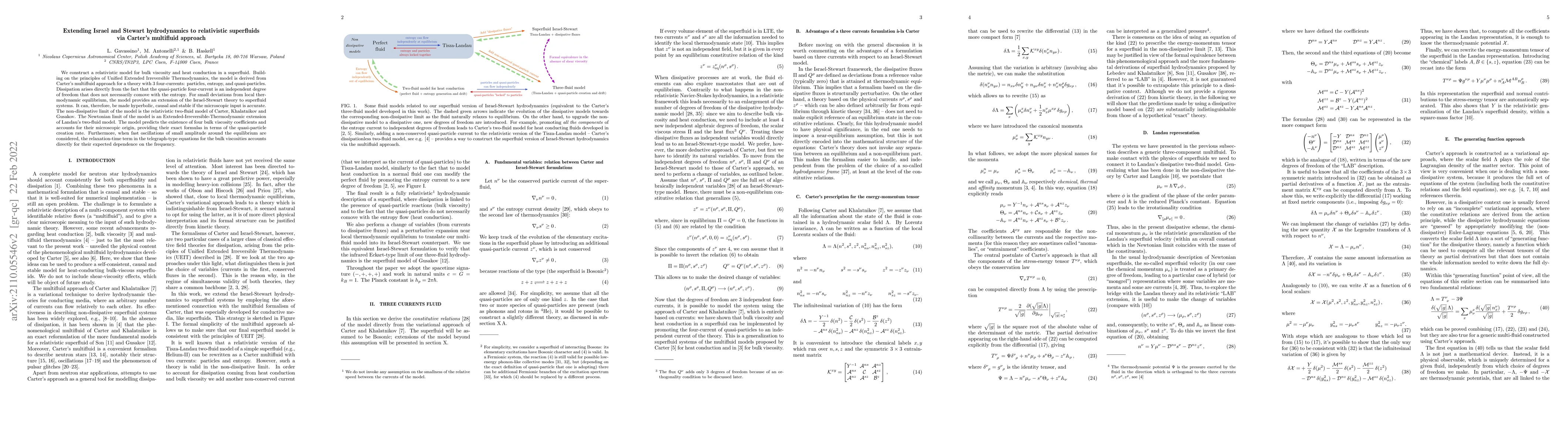 Thumbnail for Extending Israel and Stewart hydrodynamics to relativistic superfluids
  via Carter's multifluid approach