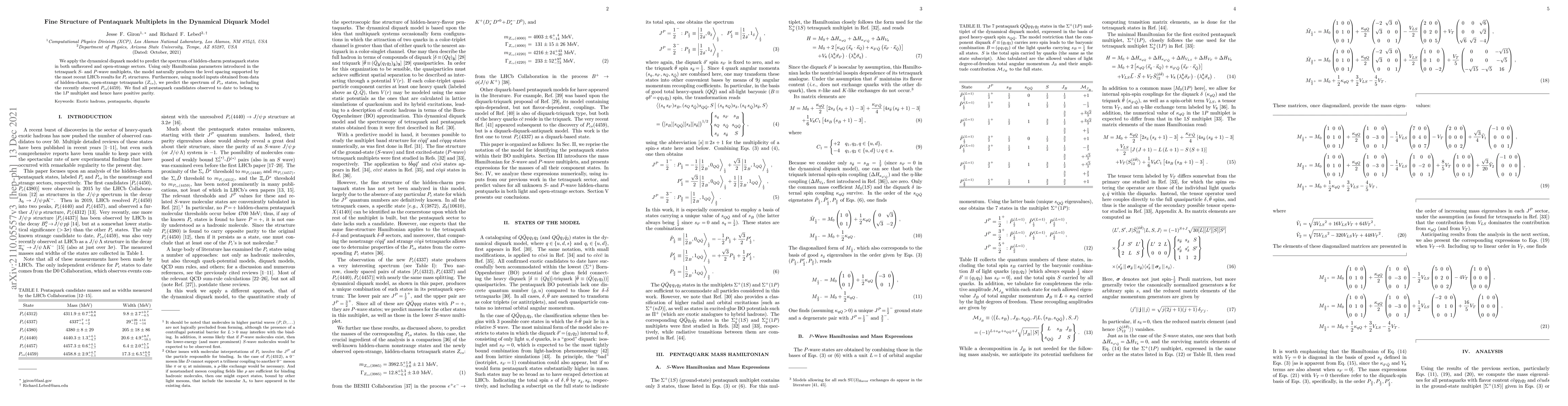Thumbnail for Fine Structure of Pentaquark Multiplets in the Dynamical Diquark Model