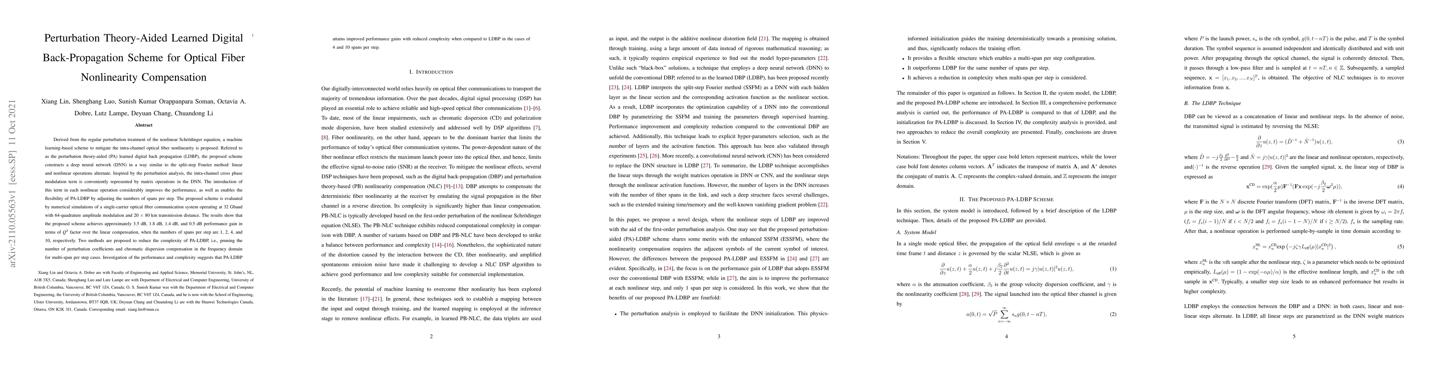 Thumbnail for Perturbation Theory-Aided Learned Digital Back-Propagation Scheme for
  Optical Fiber Nonlinearity Compensation