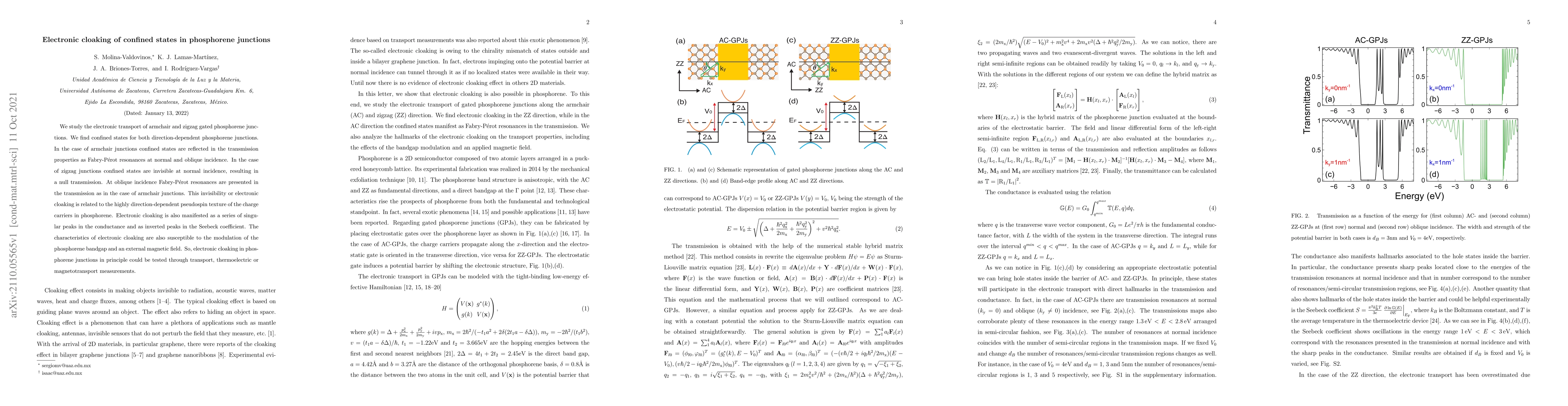 Thumbnail for Electronic cloaking of confined states in phosphorene junctions