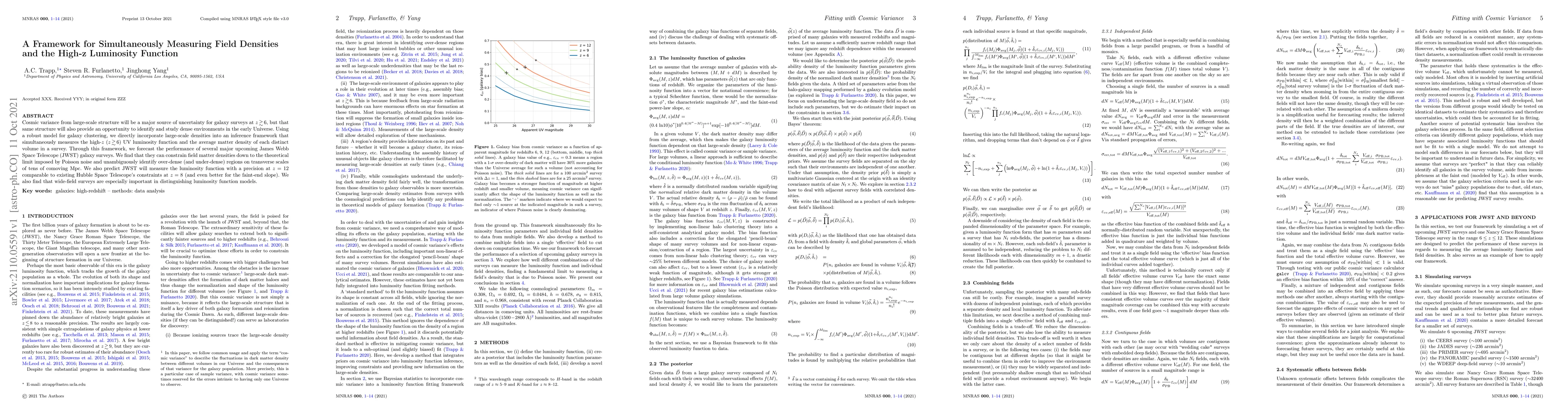 Thumbnail for A Framework for Simultaneously Measuring Field Densities and the High-z
  Luminosity Function