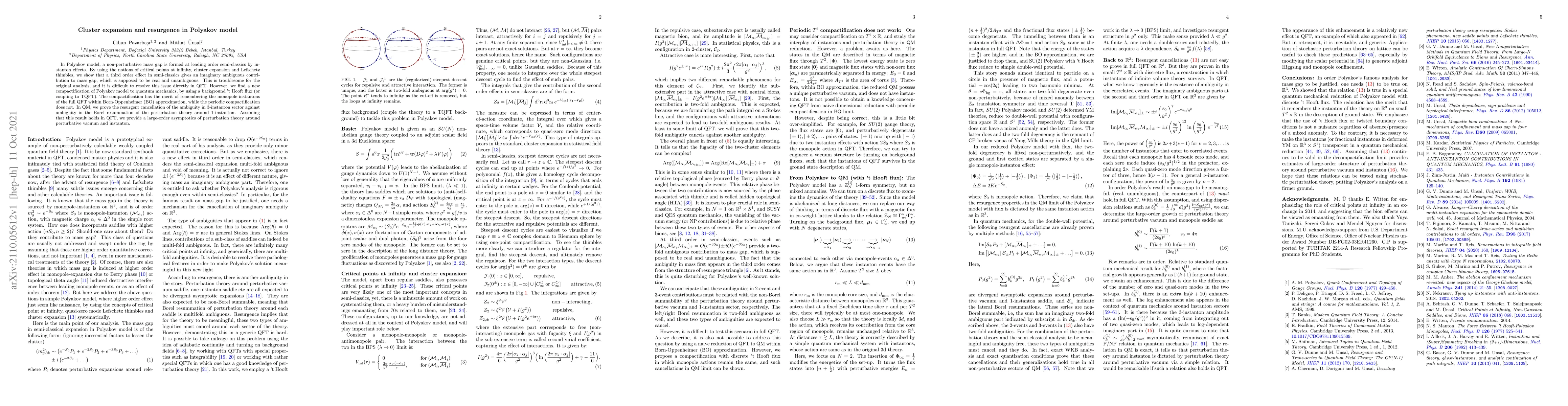 Thumbnail for Cluster expansion and resurgence in Polyakov model