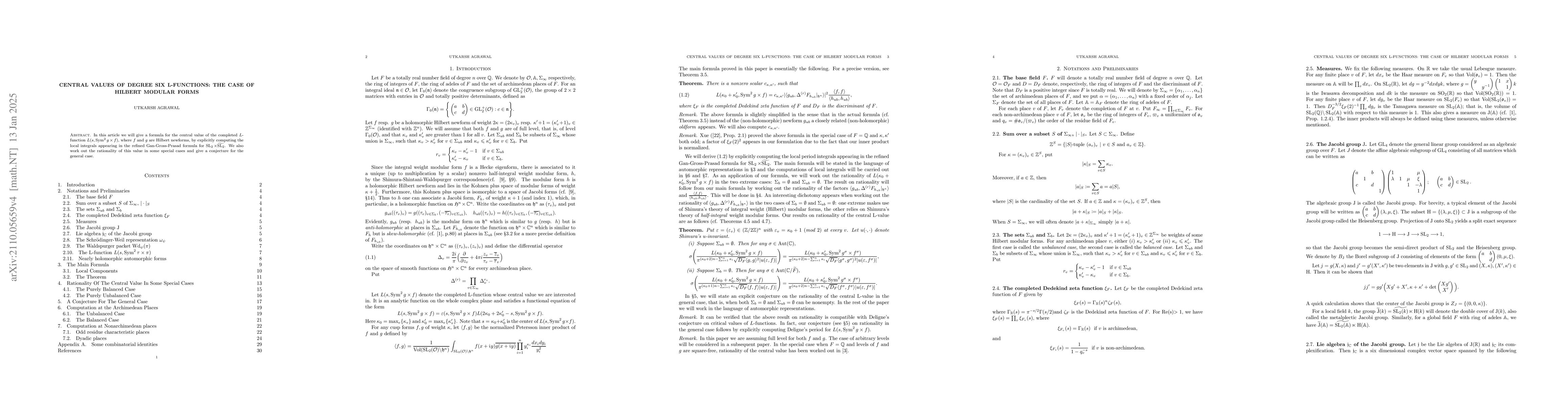 Thumbnail for Central Values of Degree Six L-functions: The Case of Hilbert Modular
  Forms