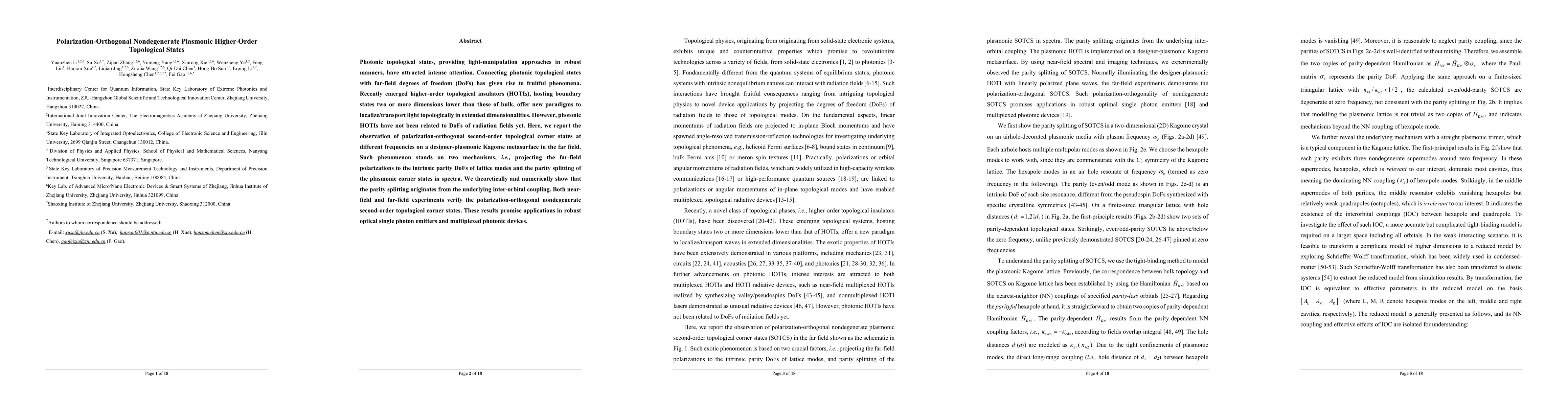 Thumbnail for Polarization-Orthogonal Nondegenerate Plasmonic Higher-Order Topological
  States