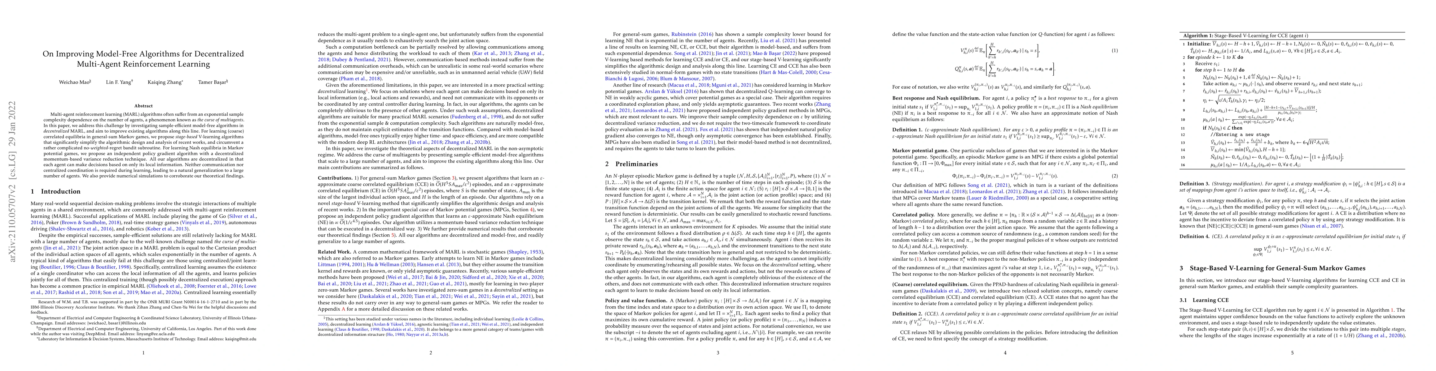 Thumbnail for On Improving Model-Free Algorithms for Decentralized Multi-Agent
  Reinforcement Learning