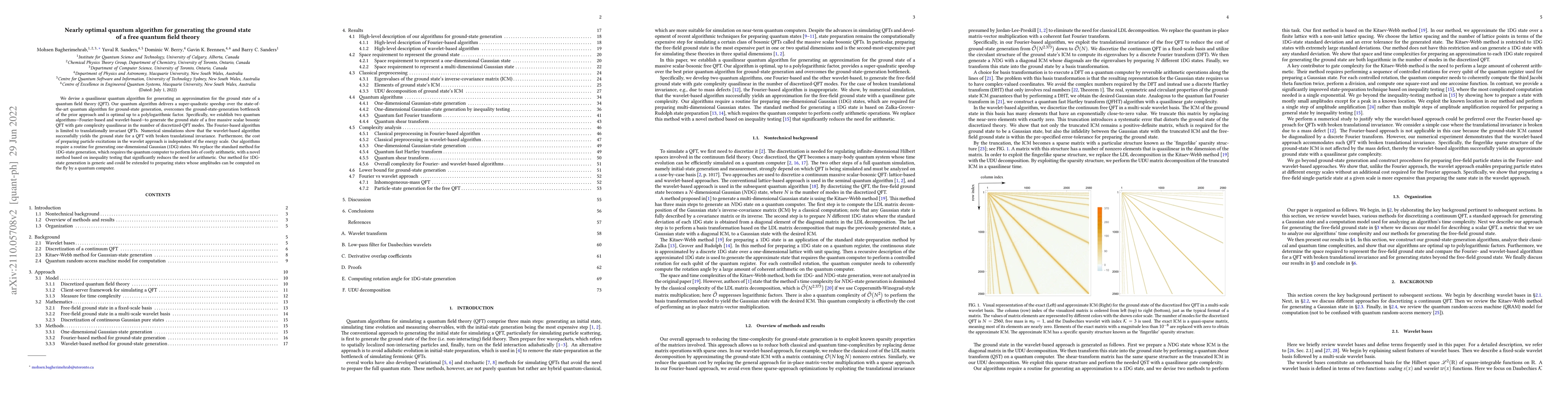Thumbnail for Nearly optimal quantum algorithm for generating the ground state of a
  free quantum field theory