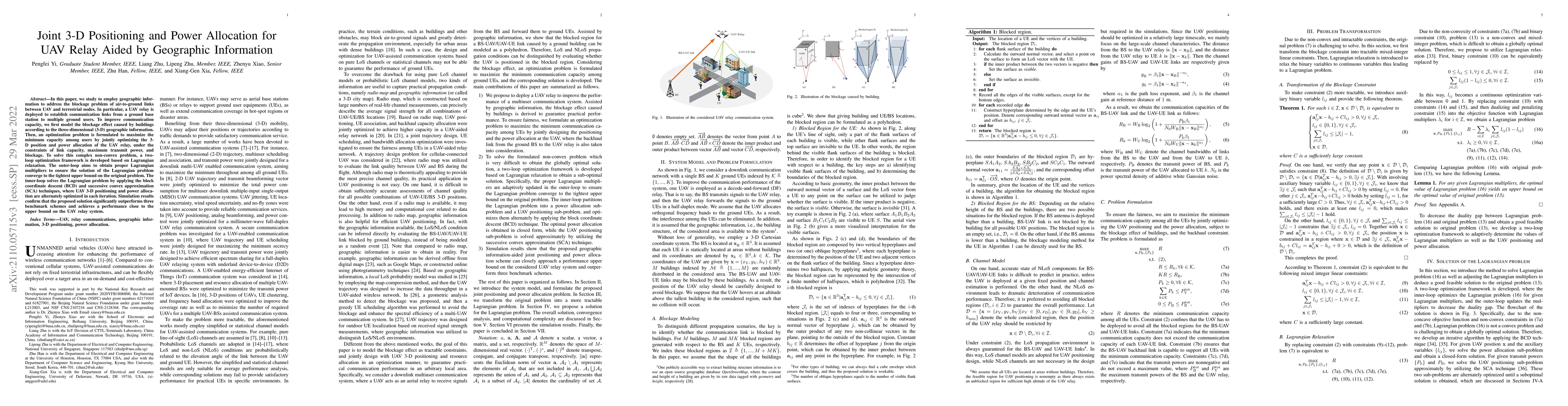 Thumbnail for Joint 3-D Positioning and Power Allocation for UAV Relay Aided by
  Geographic Information