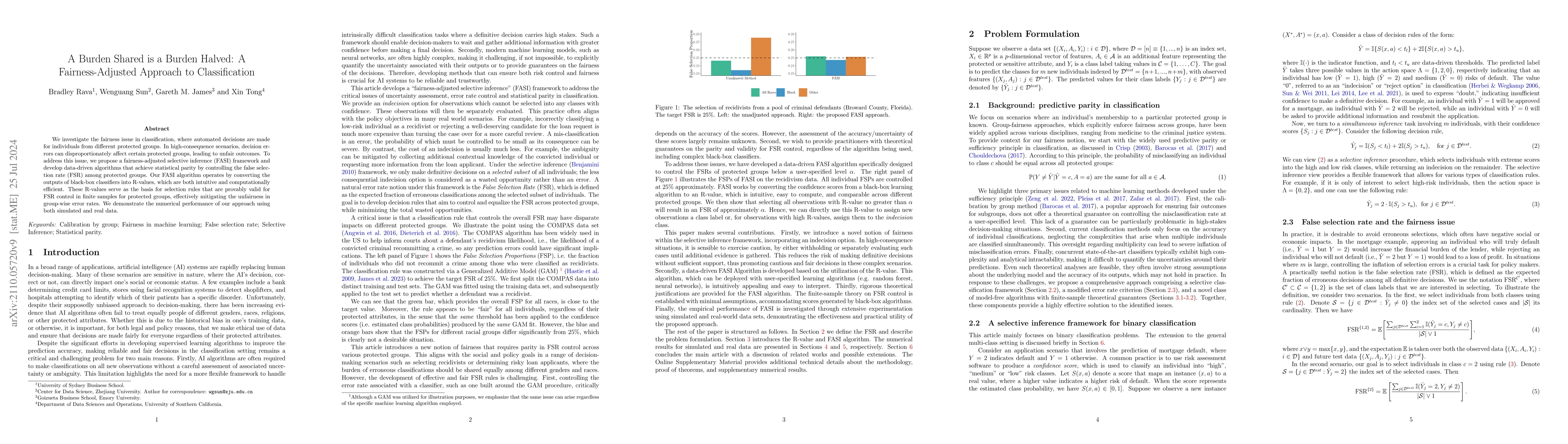 Thumbnail for A Burden Shared is a Burden Halved: A Fairness-Adjusted Approach to
  Classification