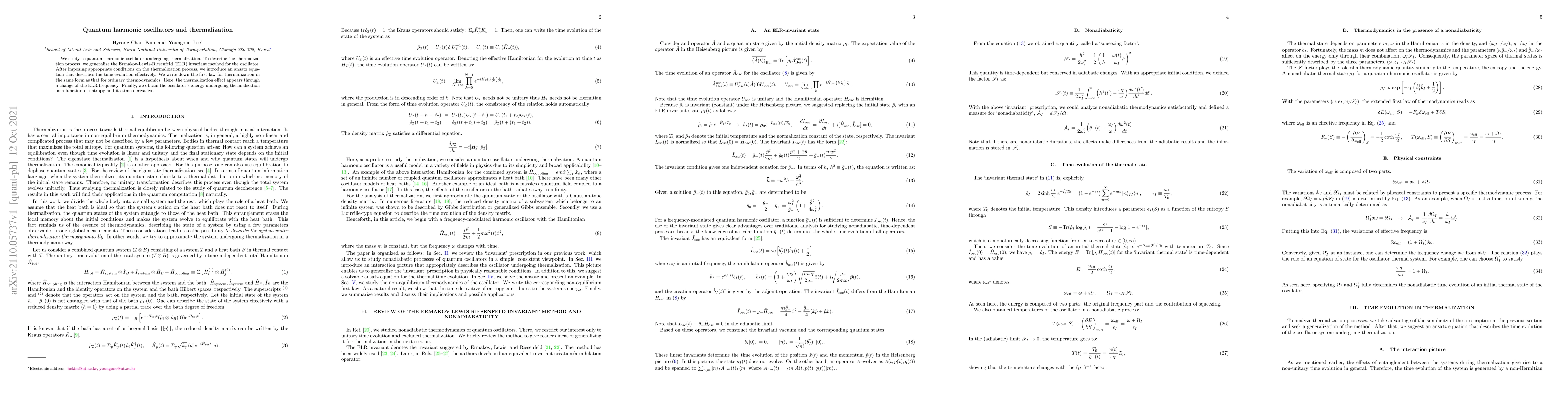 Thumbnail for Quantum harmonic oscillators and thermalization
