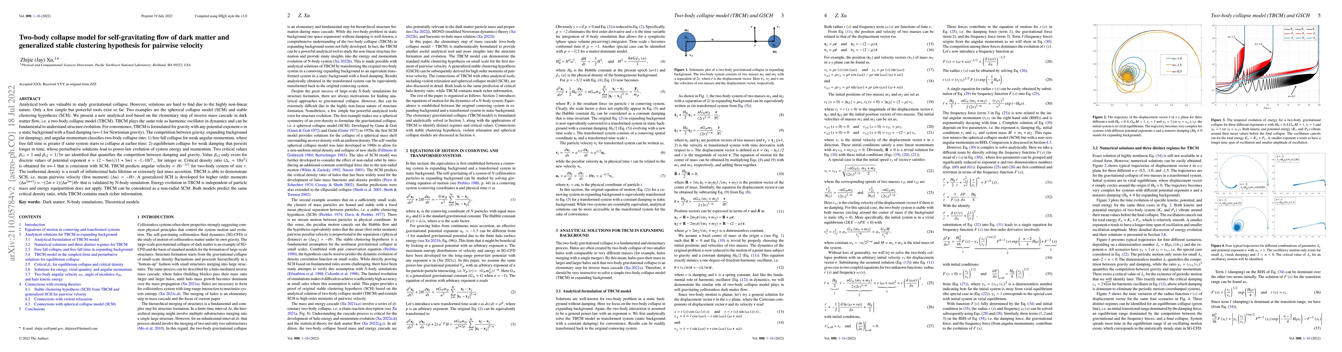 Thumbnail for Two-body collapse model for self-gravitating flow of dark matter and
  generalized stable clustering hypothesis for pairwise velocity