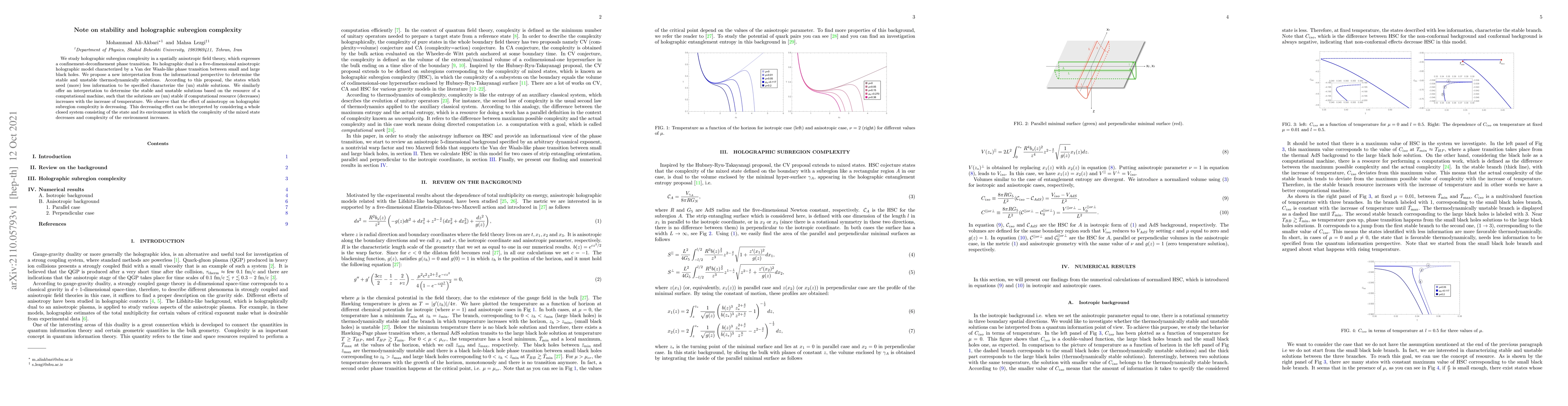 Thumbnail for Note on stability and holographic subregion complexity