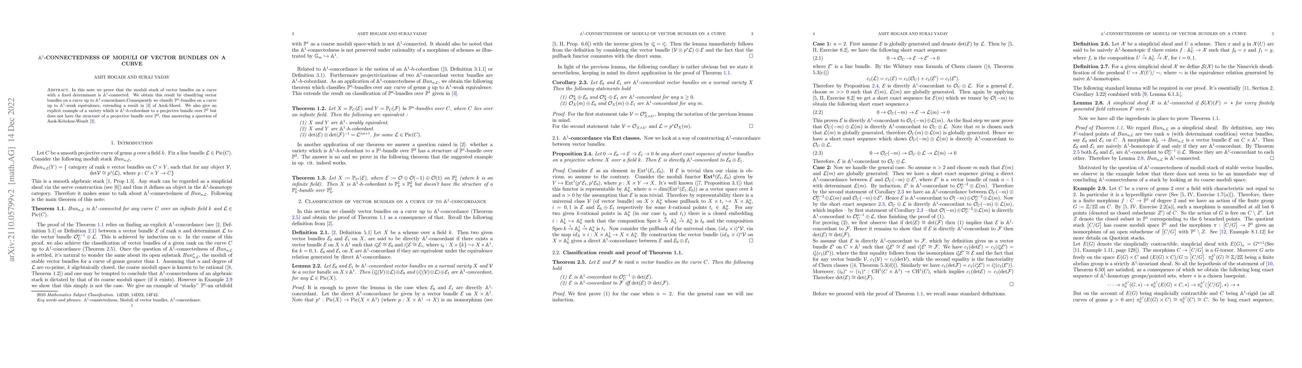 Thumbnail for $\mathbb{A}^1$-connectivity of moduli of vector bundles on a curve