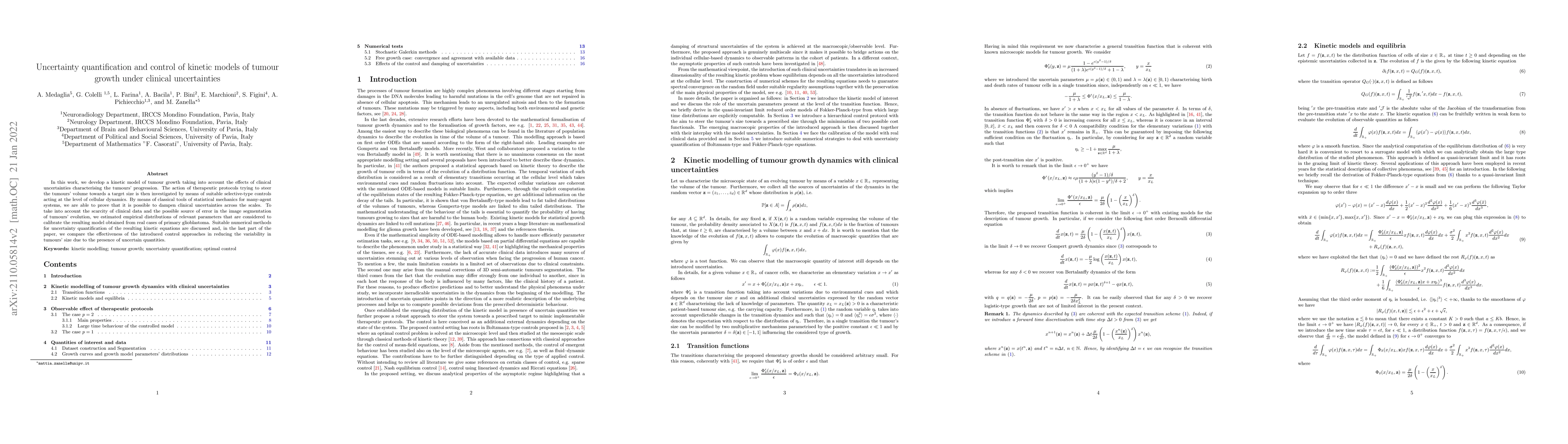 Thumbnail for Uncertainty quantification and control of kinetic models of tumour
  growth under clinical uncertainties
