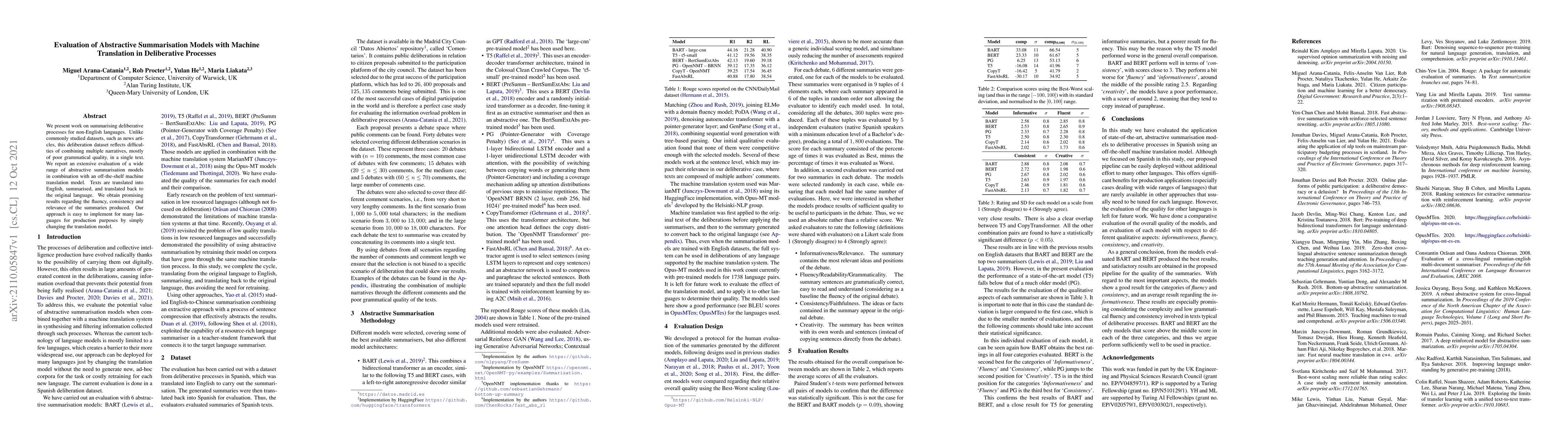 Thumbnail for Evaluation of Abstractive Summarisation Models with Machine Translation
  in Deliberative Processes