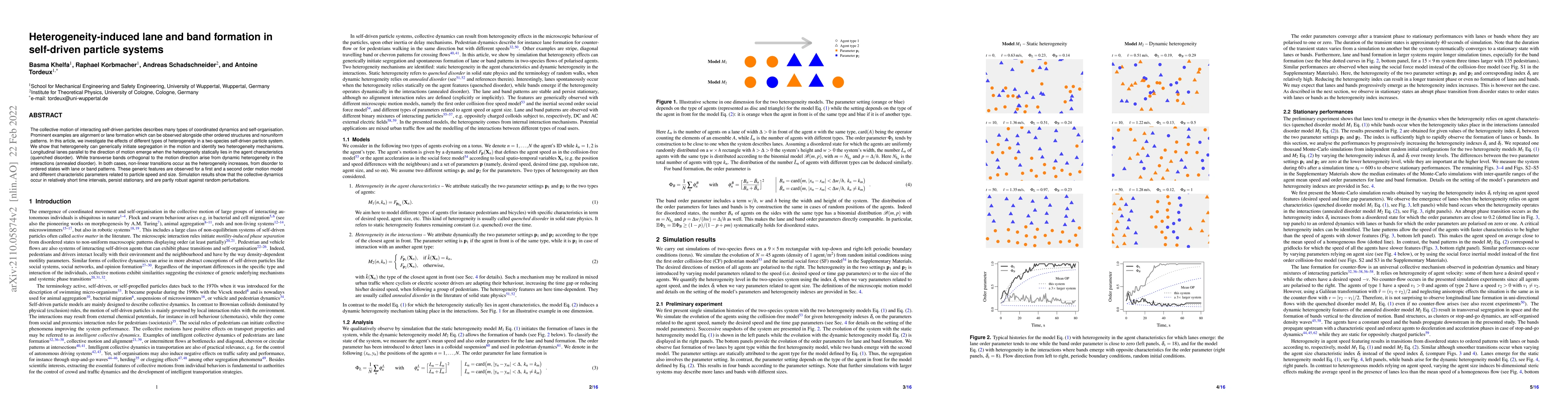 Thumbnail for Heterogeneity-induced lane and band formation in self-driven particle
  systems