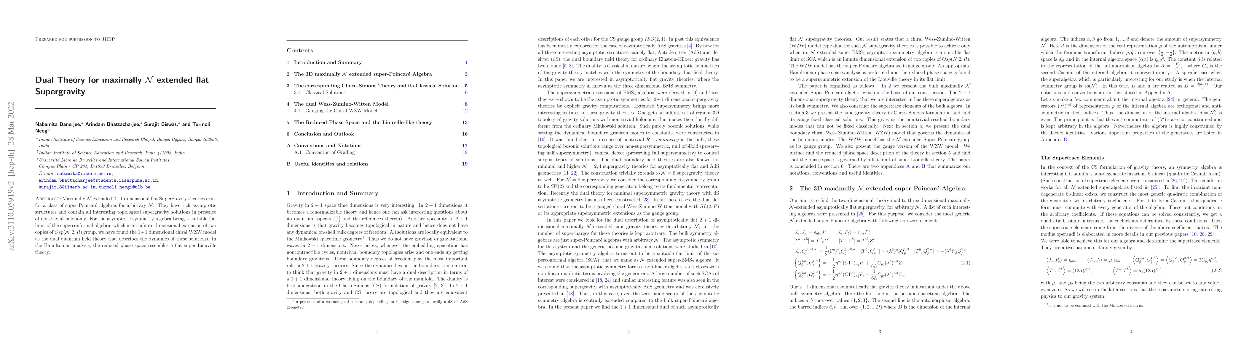 Thumbnail for Dual Theory for maximally $\mathcal{N}$ extended flat Supergravity