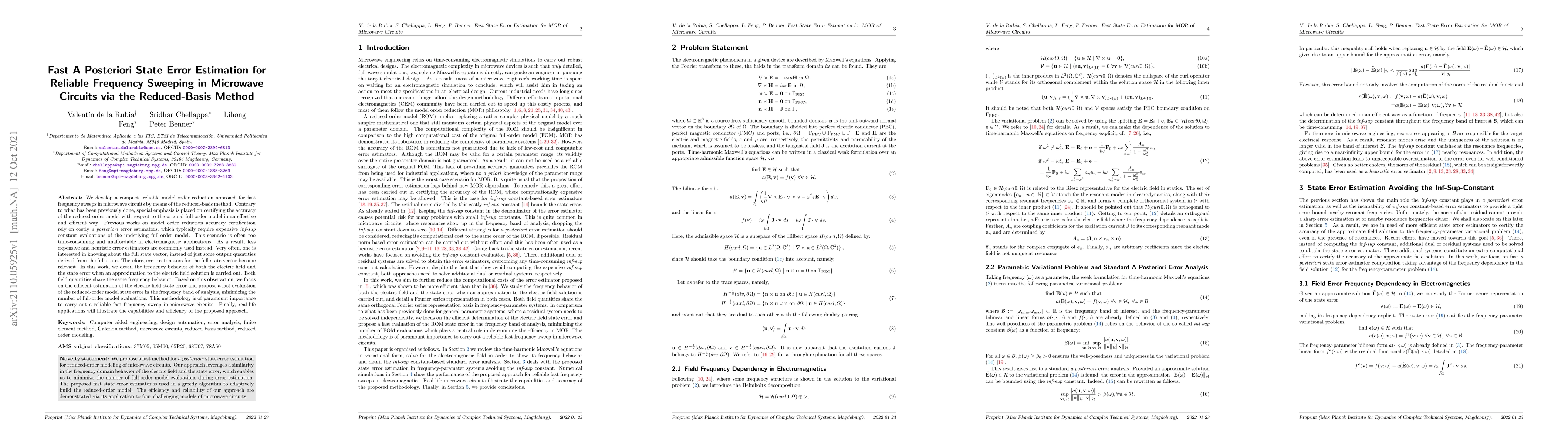 Thumbnail for Fast A Posteriori State Error Estimation for Reliable Frequency Sweeping
  in Microwave Circuits via the Reduced-Basis Method