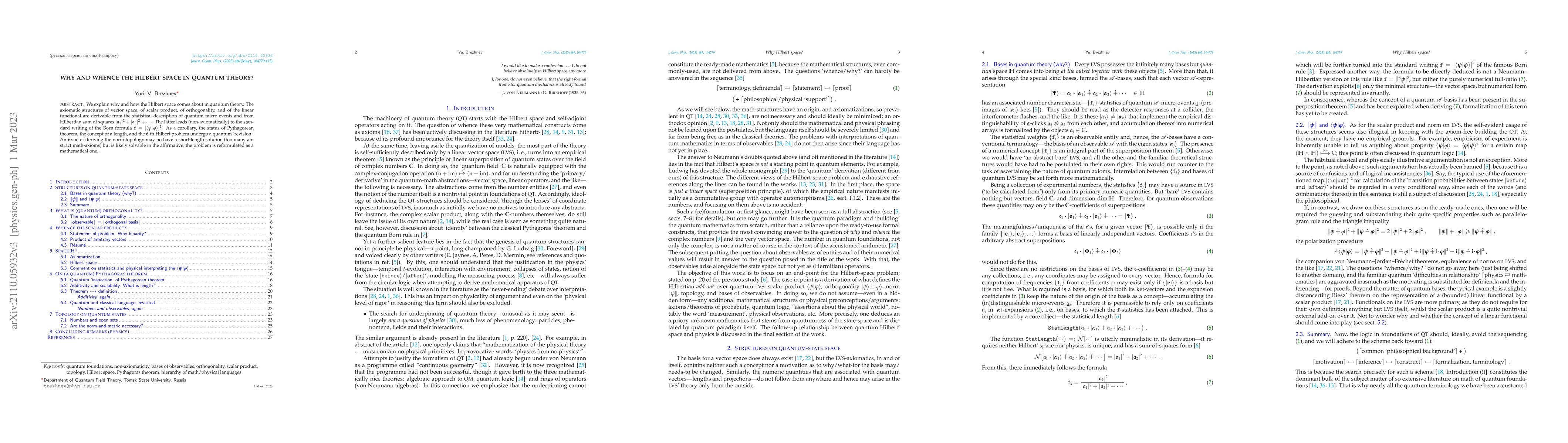 Thumbnail for Why and whence the Hilbert space in quantum theory?