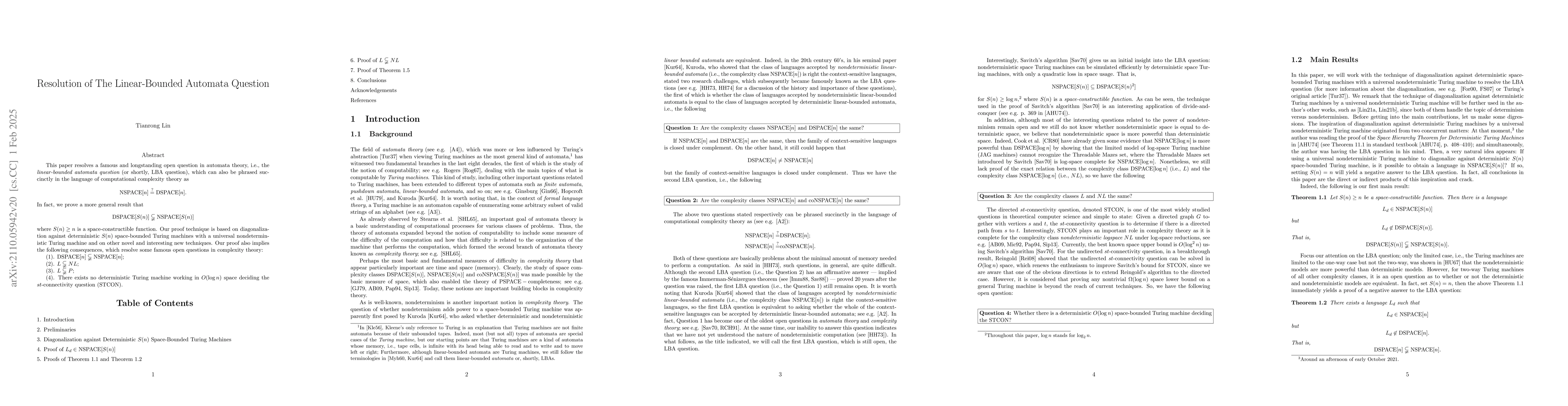 Thumbnail for Resolution of The Linear-Bounded Automata Question