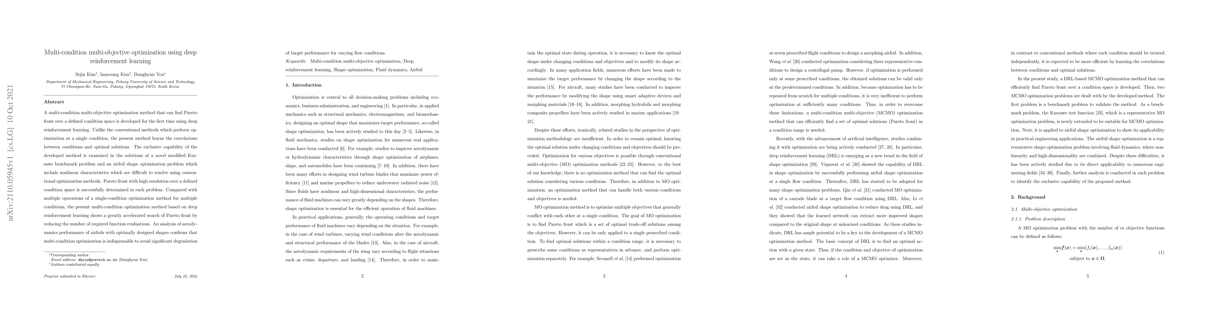 Thumbnail for Multi-condition multi-objective optimization using deep reinforcement
  learning