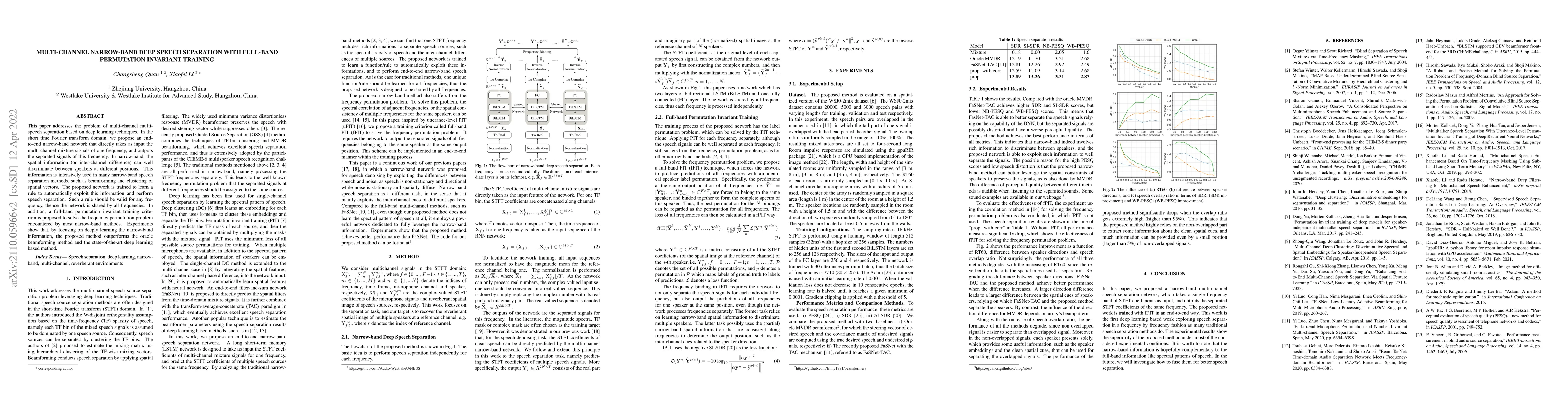 Thumbnail for Multi-channel Narrow-band Deep Speech Separation with Full-band
  Permutation Invariant Training