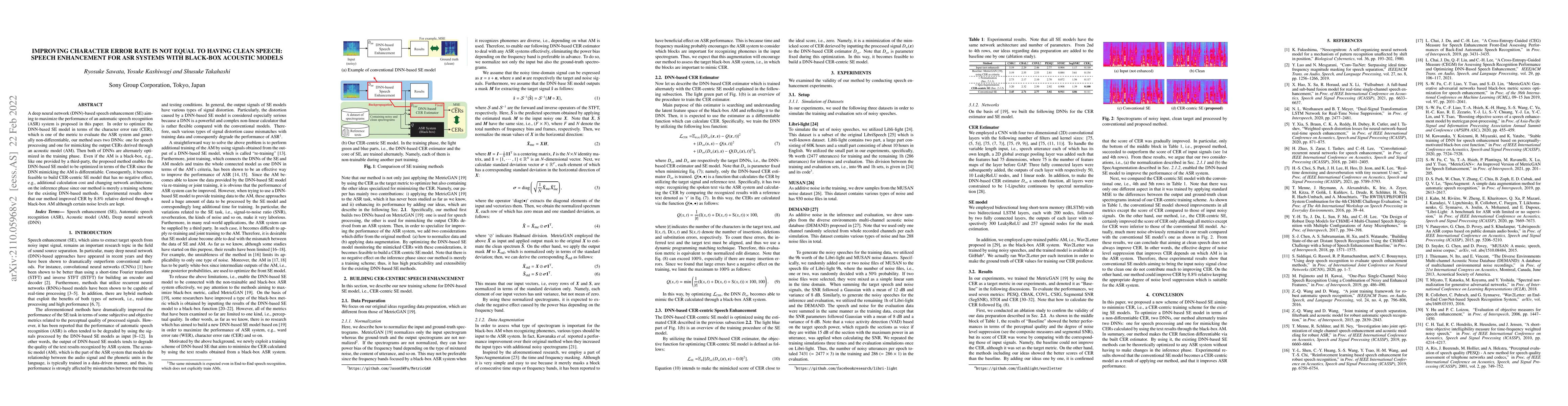 Thumbnail for Improving Character Error Rate Is Not Equal to Having Clean Speech:
  Speech Enhancement for ASR Systems with Black-box Acoustic Models