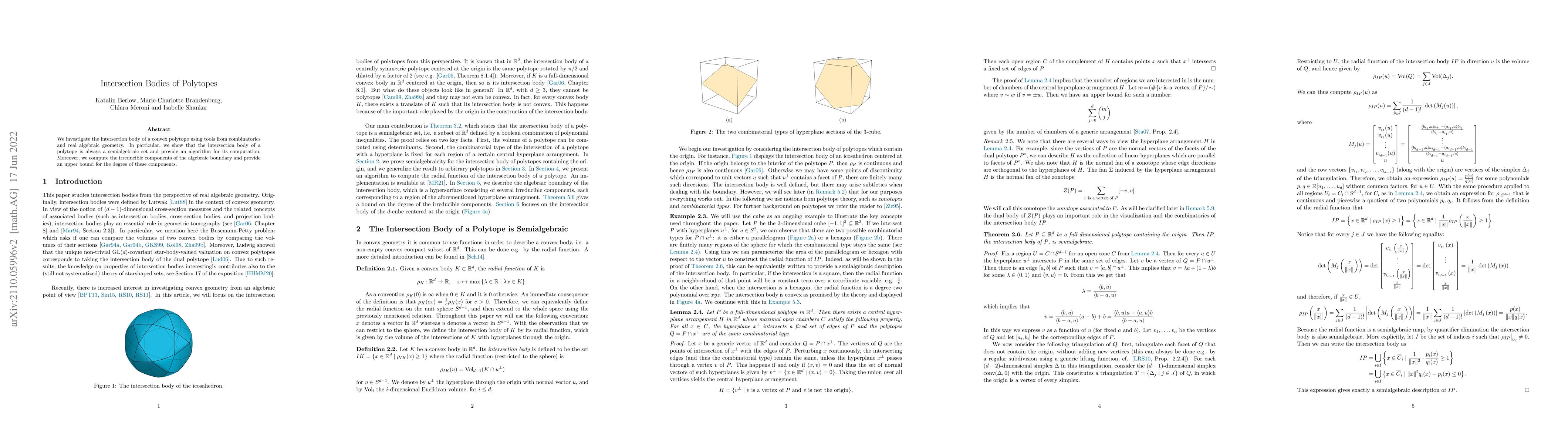 Thumbnail for Intersection Bodies of Polytopes