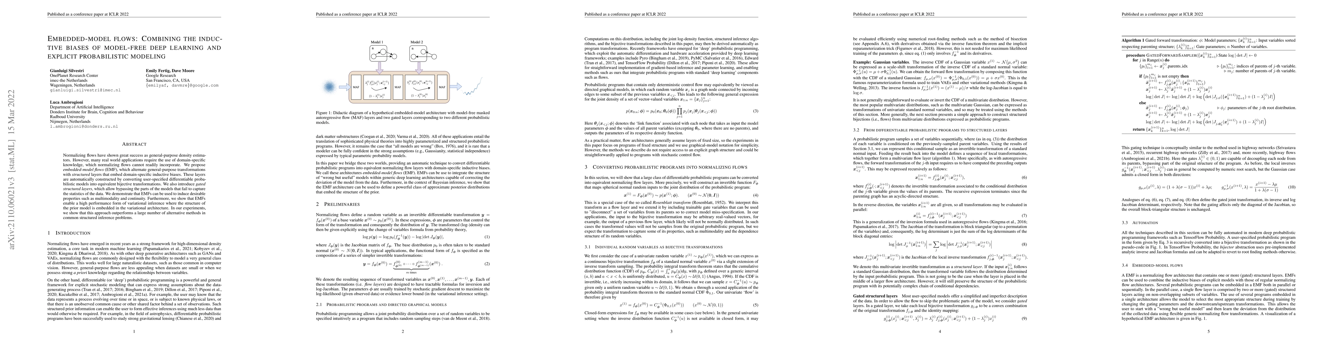 Thumbnail for Embedded-model flows: Combining the inductive biases of model-free deep
  learning and explicit probabilistic modeling