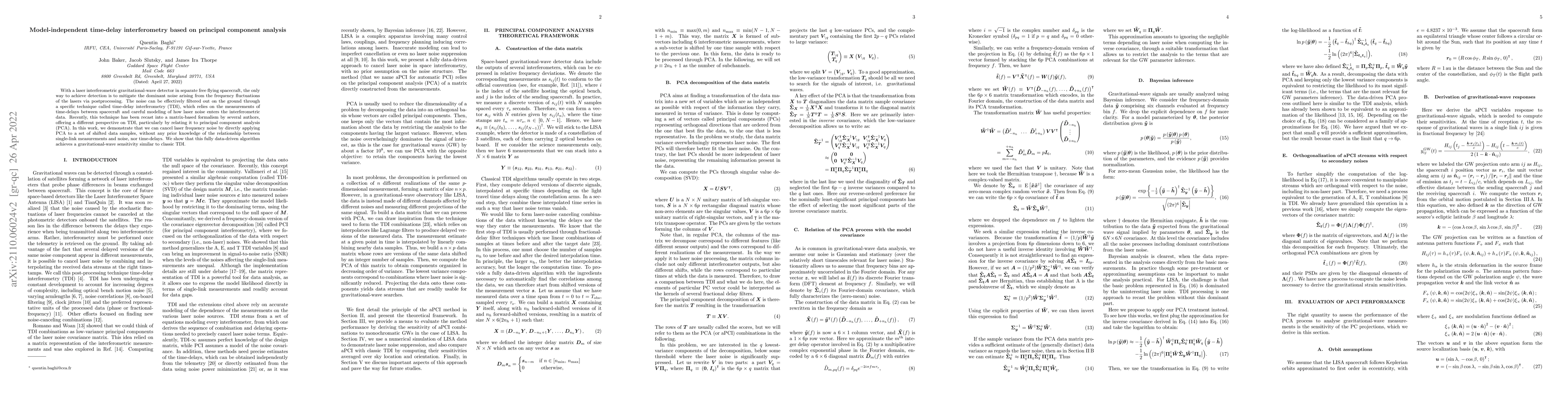 Thumbnail for Model-independent time-delay interferometry based on principal component
  analysis