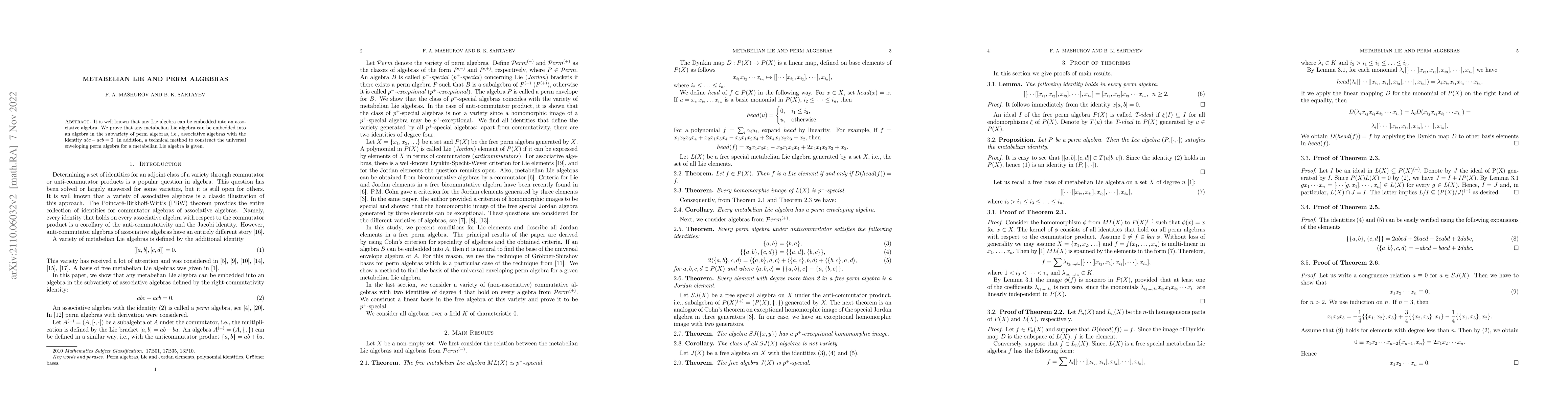 Thumbnail for Metabelian Lie and perm algebras