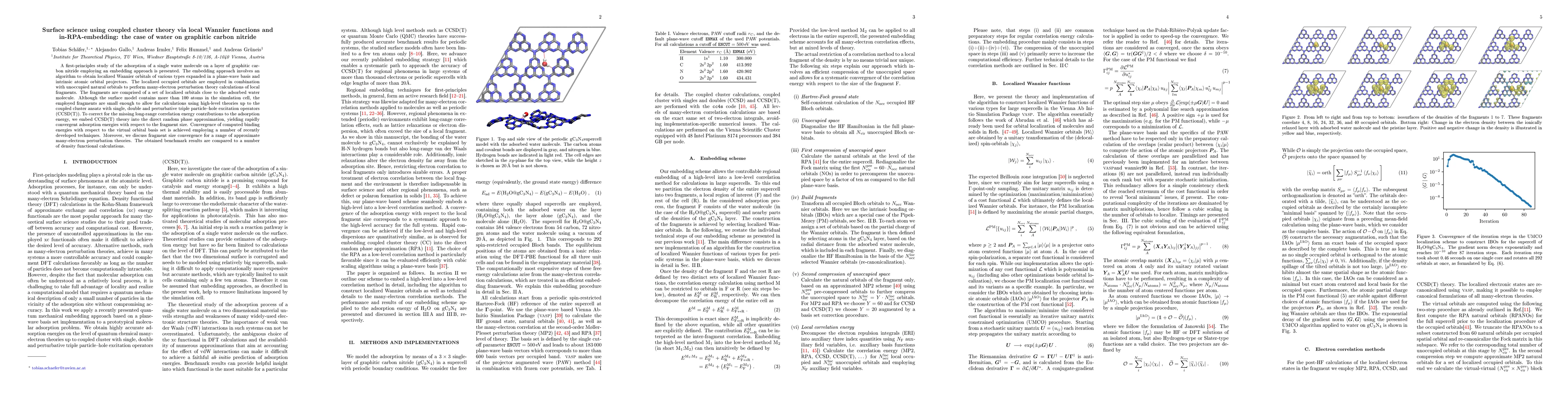 Thumbnail for Surface science using coupled cluster theory via local Wannier functions
  and in-RPA-embedding: the case of water on graphitic carbon nitride