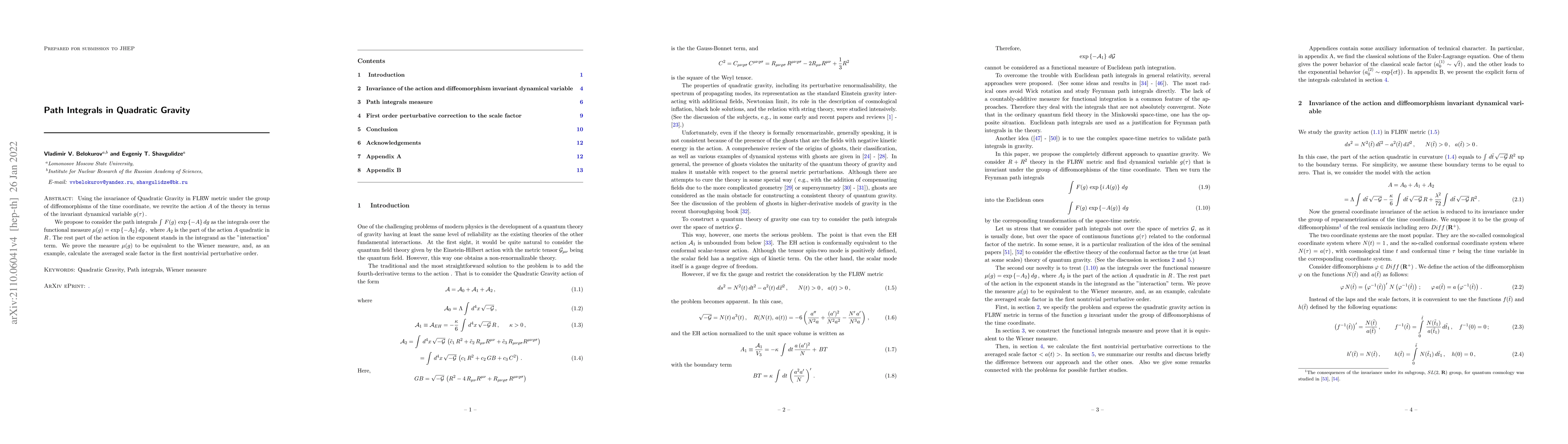 Thumbnail for Path Integrals in Quadratic Gravity