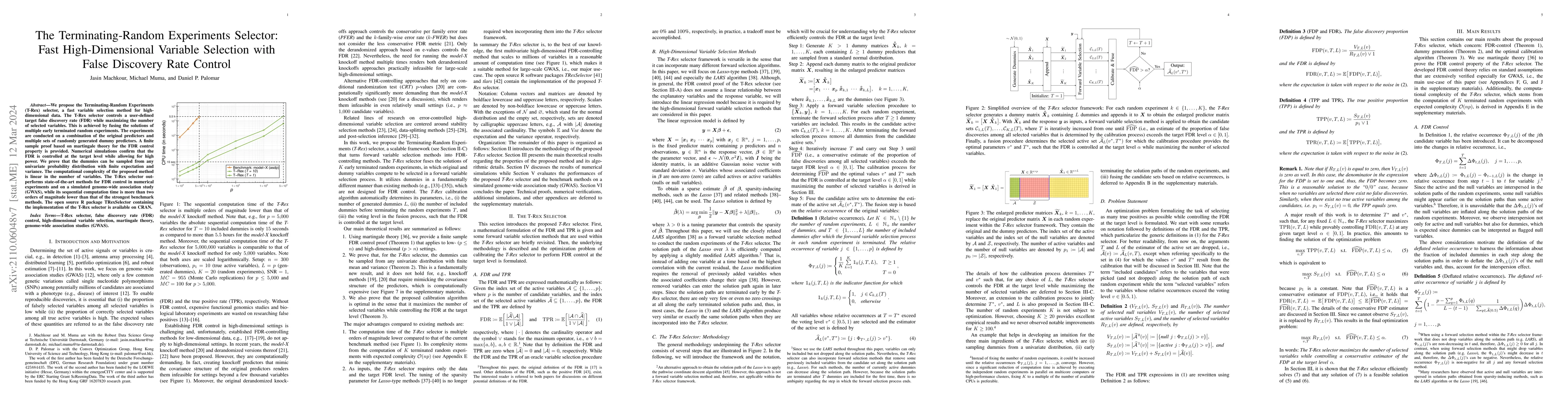 Thumbnail for The Terminating-Random Experiments Selector: Fast High-Dimensional
  Variable Selection with False Discovery Rate Control