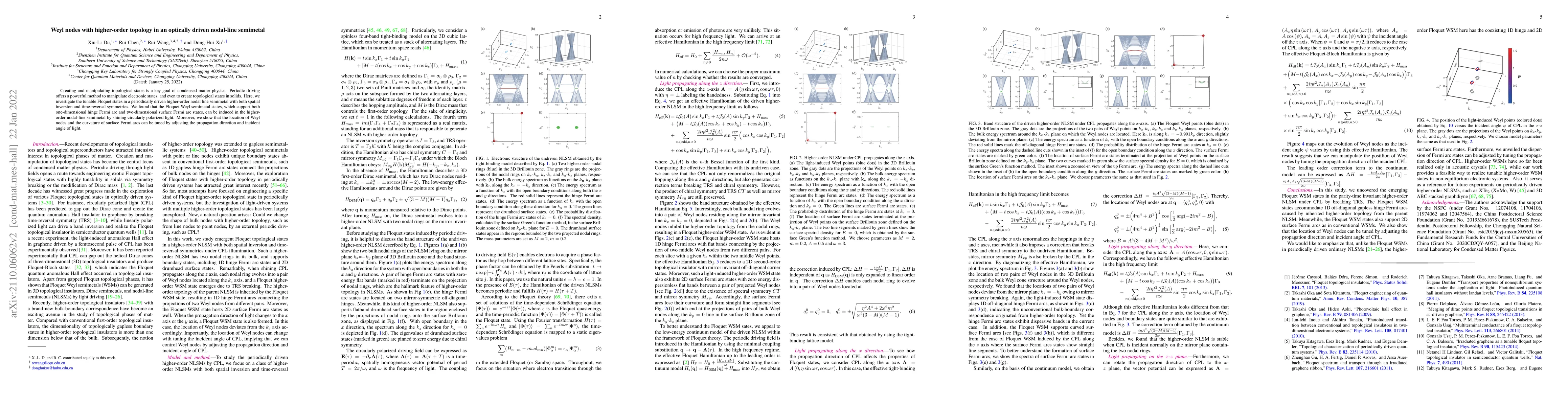Thumbnail for Weyl nodes with higher-order topology in an optically driven nodal-line
  semimetal