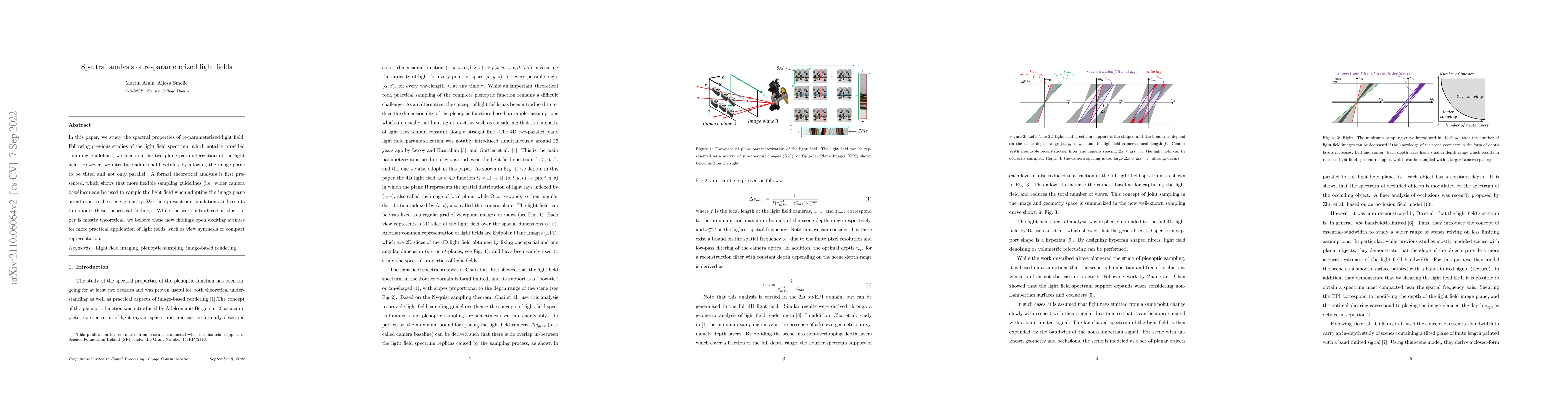 Thumbnail for Spectral analysis of re-parameterized light fields