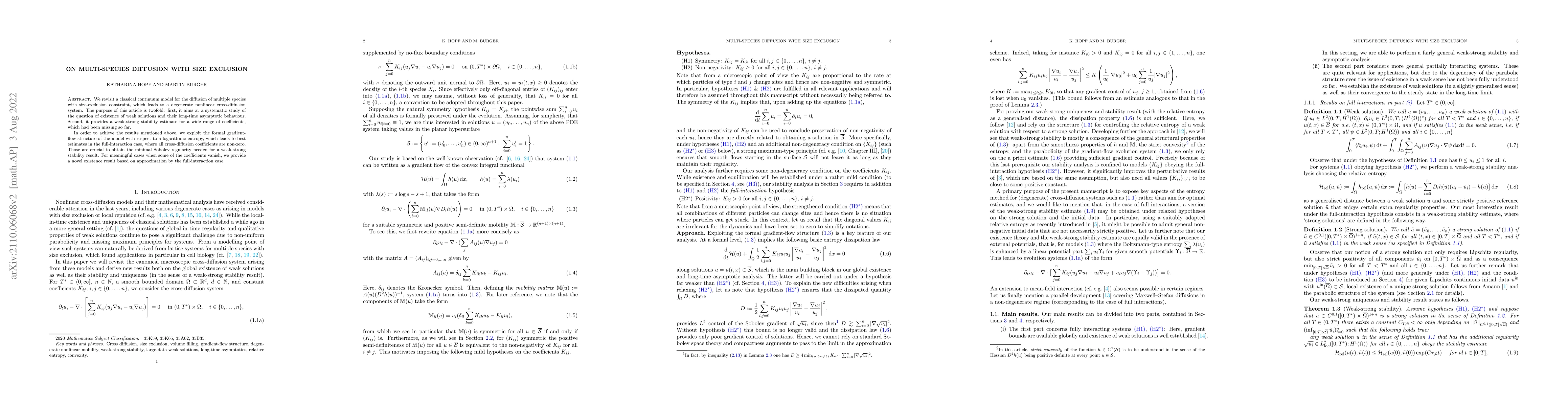 Thumbnail for On multi-species diffusion with size exclusion