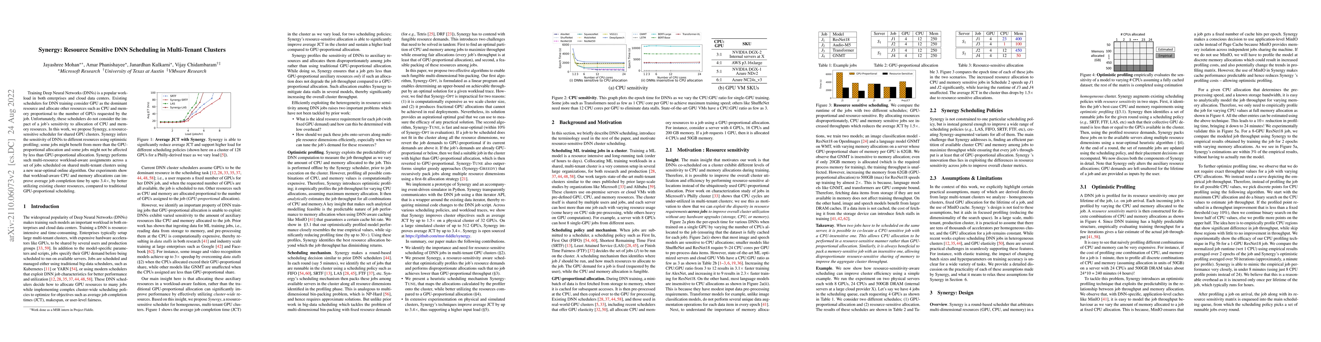 Thumbnail for Synergy: Resource Sensitive DNN Scheduling in Multi-Tenant Clusters