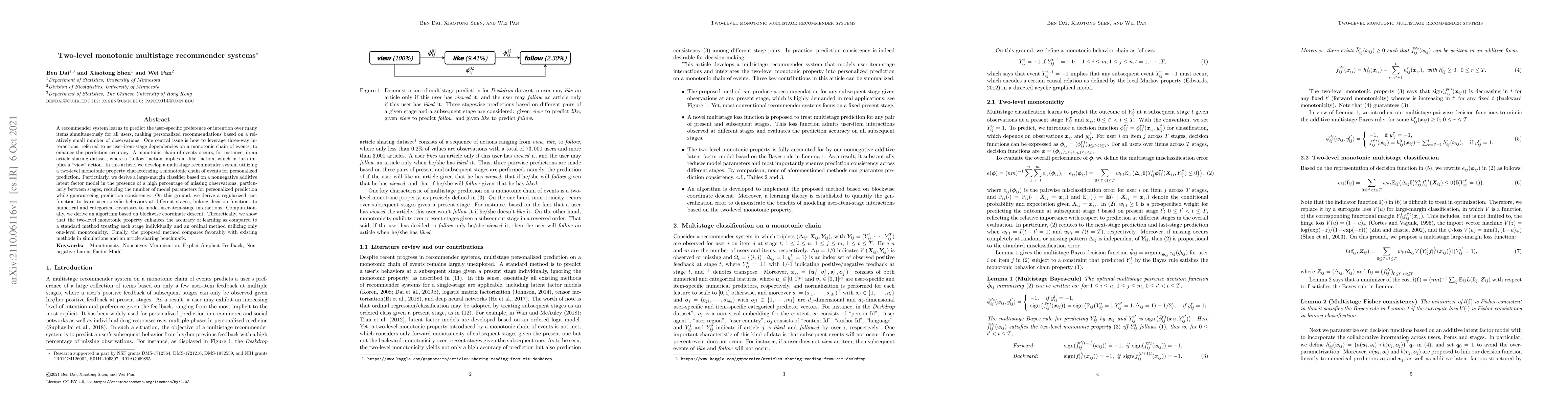 Thumbnail for Two-level monotonic multistage recommender systems