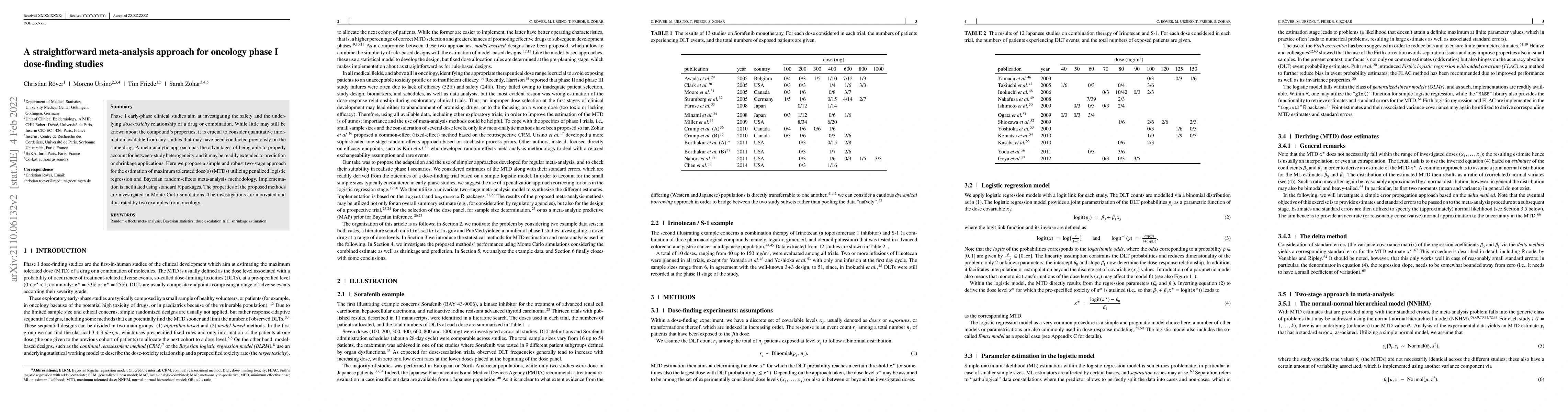 Thumbnail for A straightforward meta-analysis approach for oncology phase I
  dose-finding studies