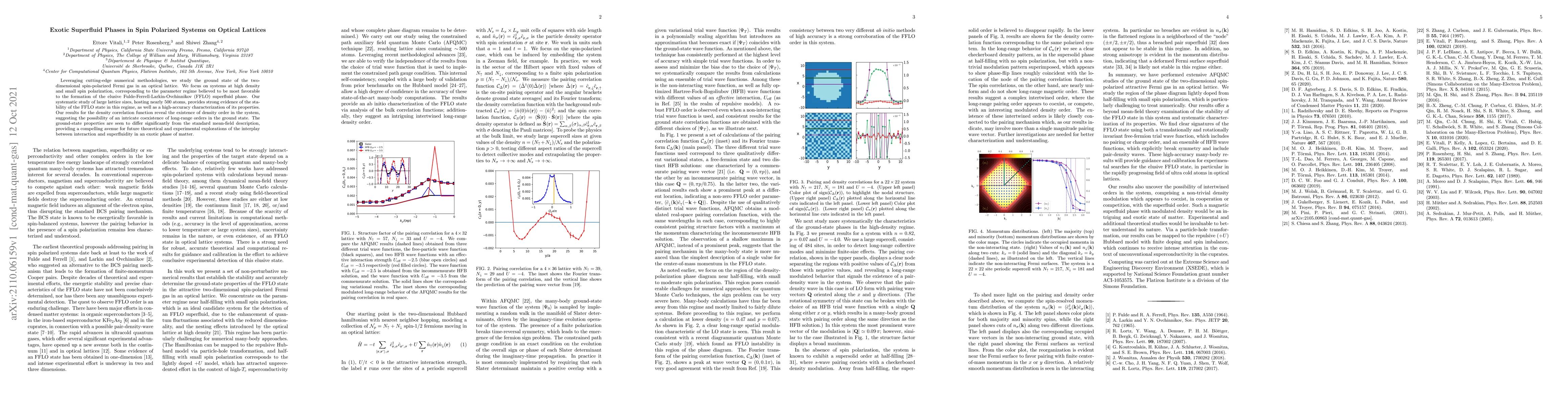 Thumbnail for Exotic Superfluid Phases in Spin Polarized Systems on Optical Lattices