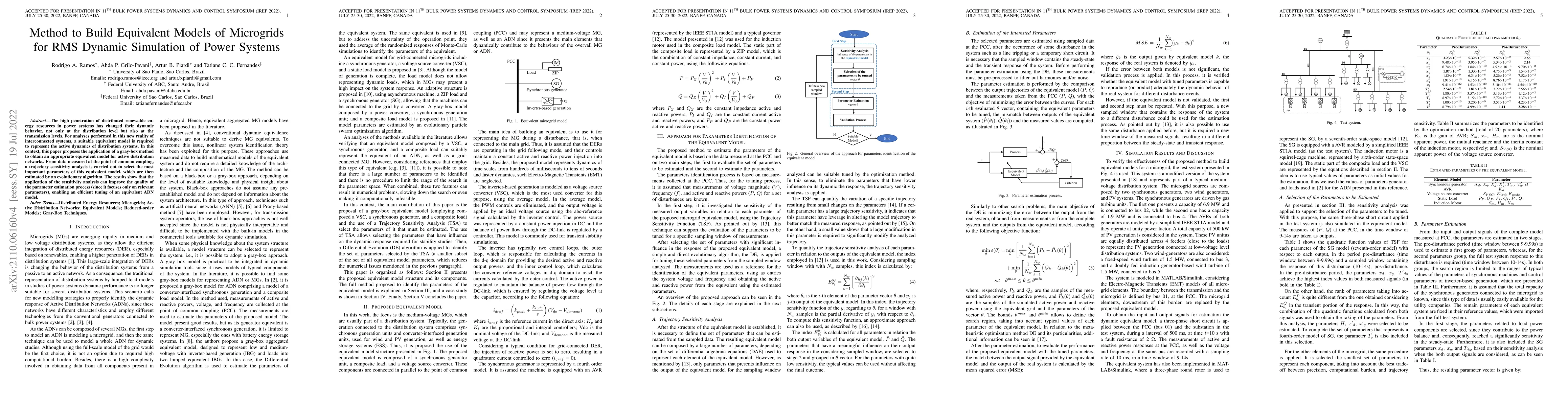 Thumbnail for Method to Build Equivalent Models of Microgrids for RMS Dynamic
  Simulation of Power Systems