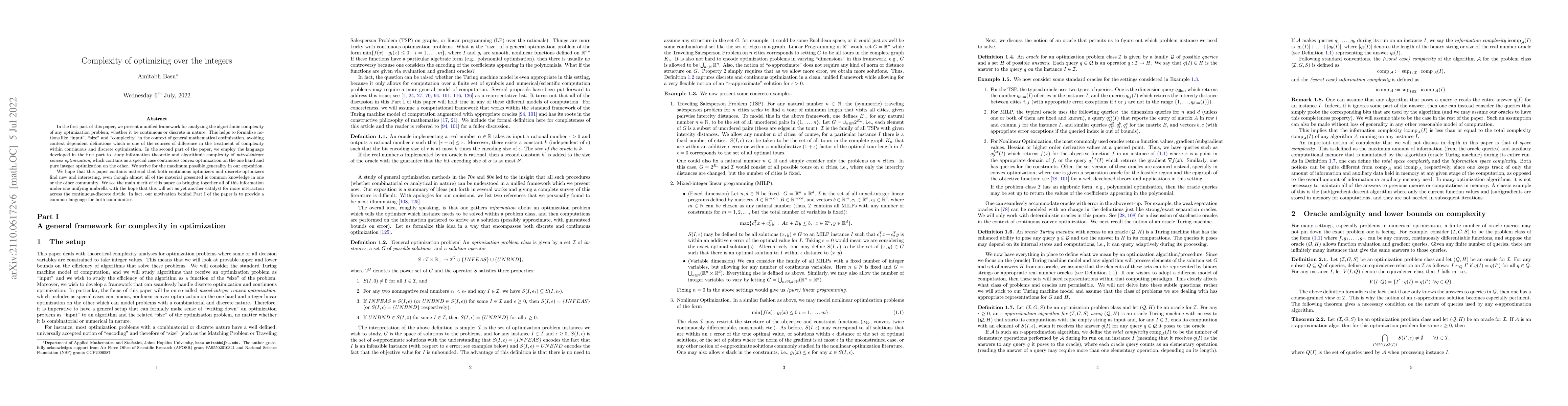 Thumbnail for Complexity of optimizing over the integers
