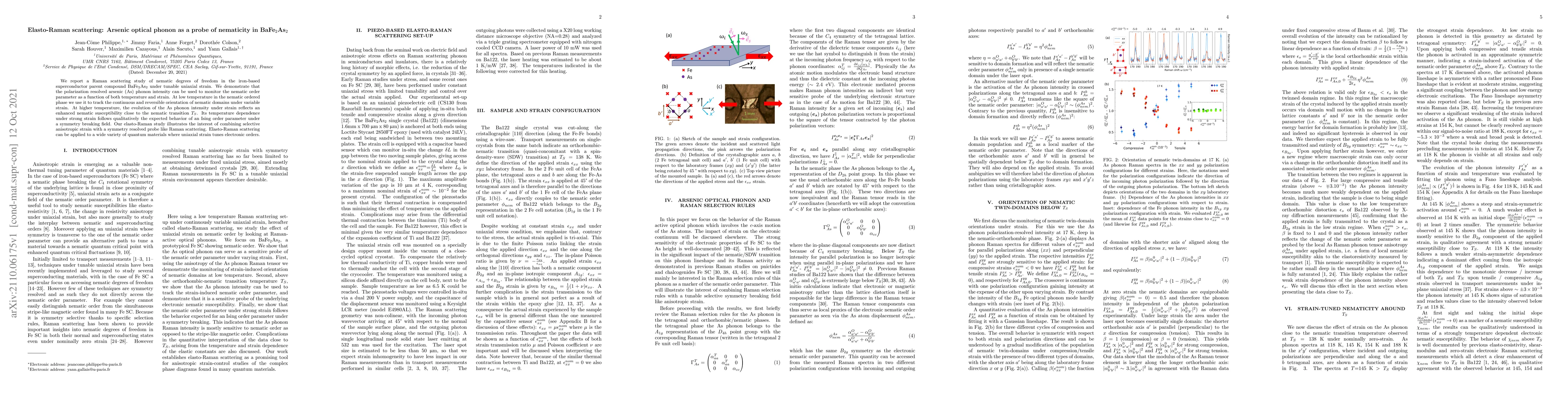 Thumbnail for Elasto-Raman scattering: arsenic optical phonon as a probe of nematicity
  in BaFe$_2$As$_2$