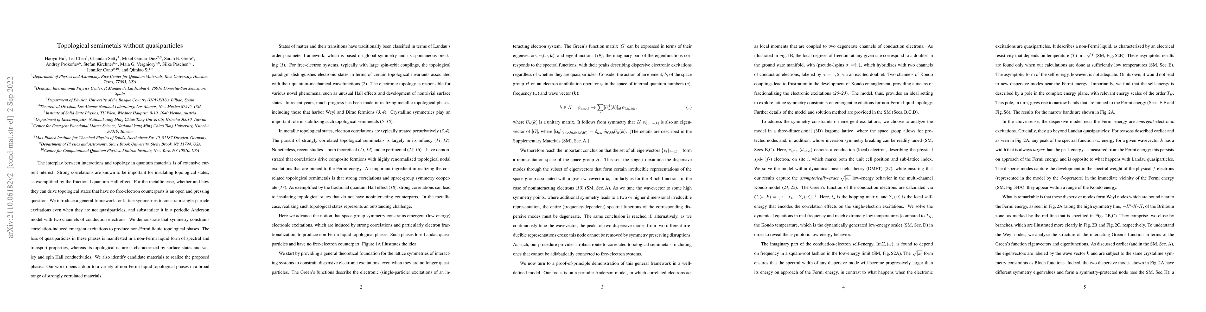 Thumbnail for Topological semimetals without quasiparticles