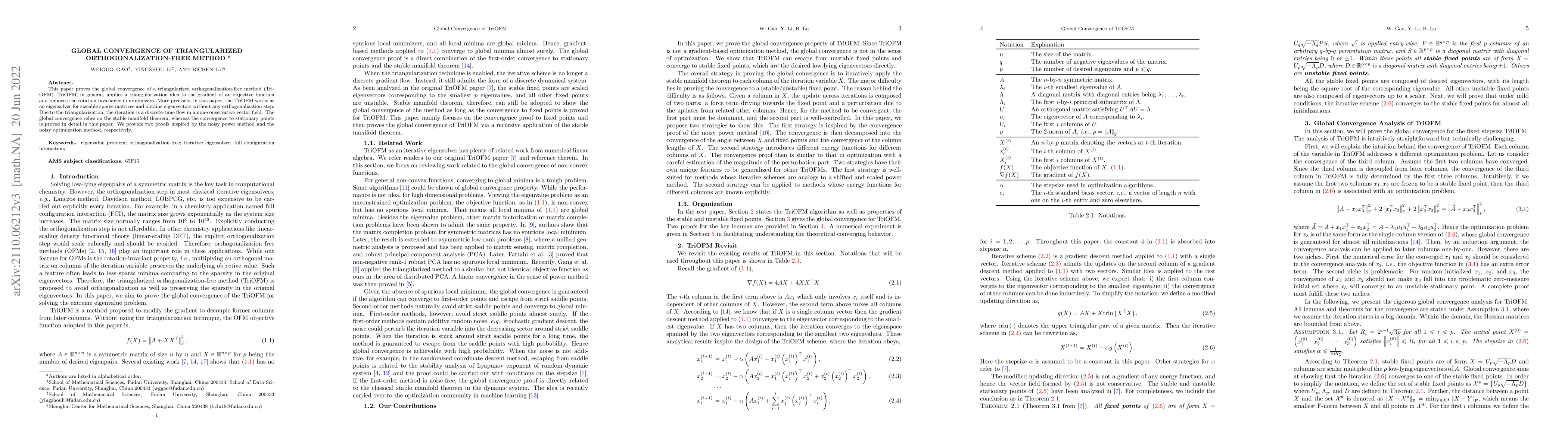 Thumbnail for Global Convergence of Triangularized Orthogonalization-free Method