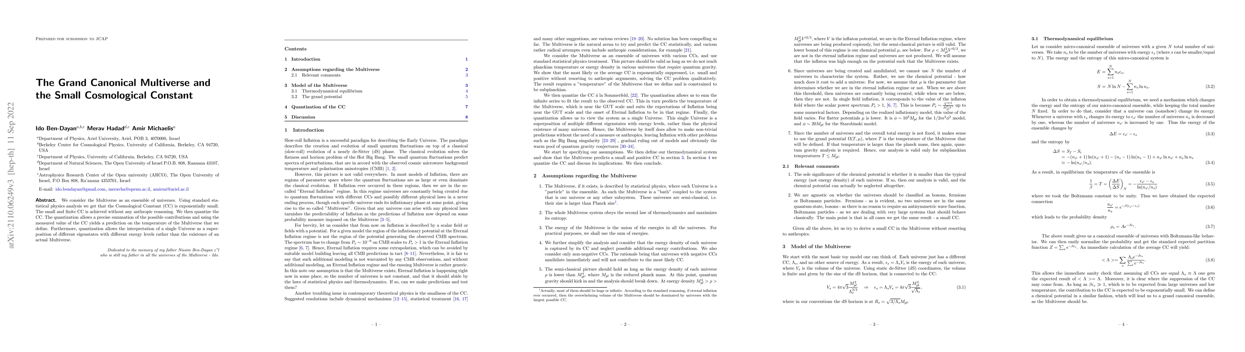 Thumbnail for The Grand Canonical Multiverse and the Small Cosmological Constant