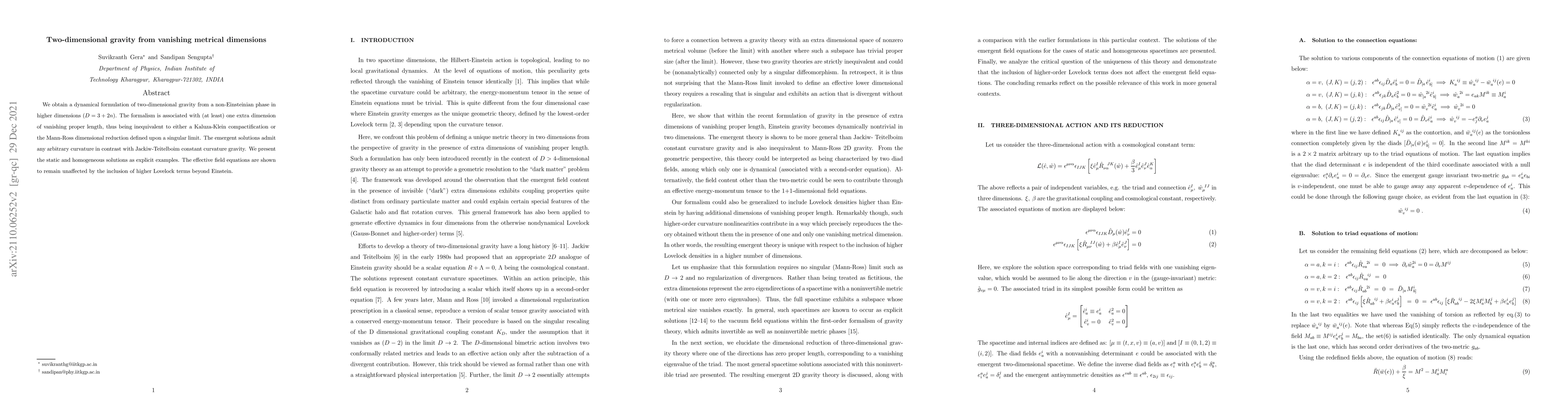 Thumbnail for Two-dimensional gravity from vanishing metrical dimensions