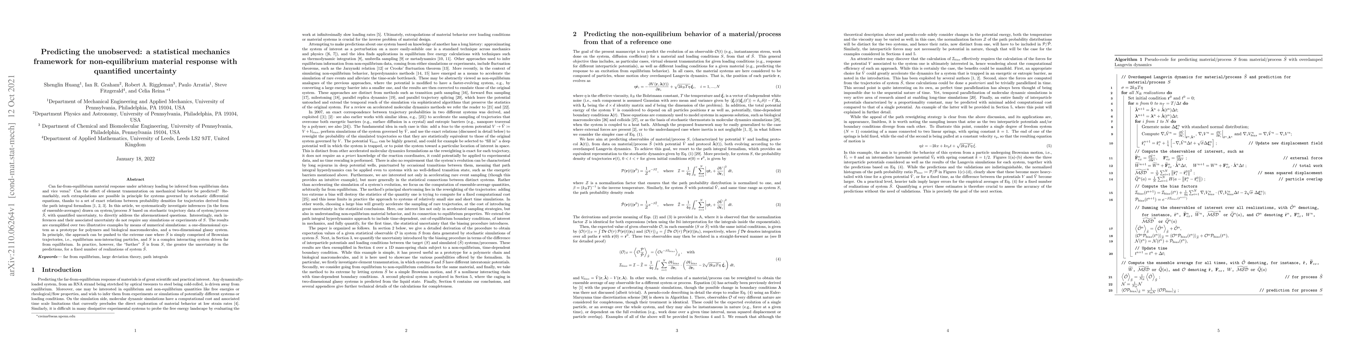 Thumbnail for Predicting the unobserved: a statistical mechanics framework for
  non-equilibrium material response with quantified uncertainty