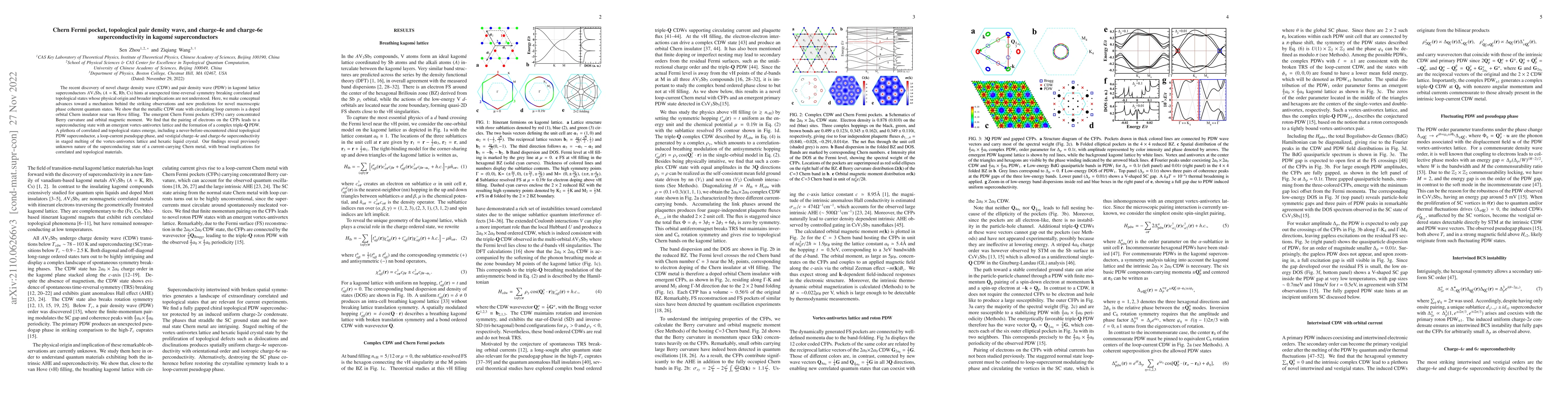 Thumbnail for Chern Fermi pocket, topological pair density wave, and charge-4e and
  charge-6e superconductivity in kagome superconductors