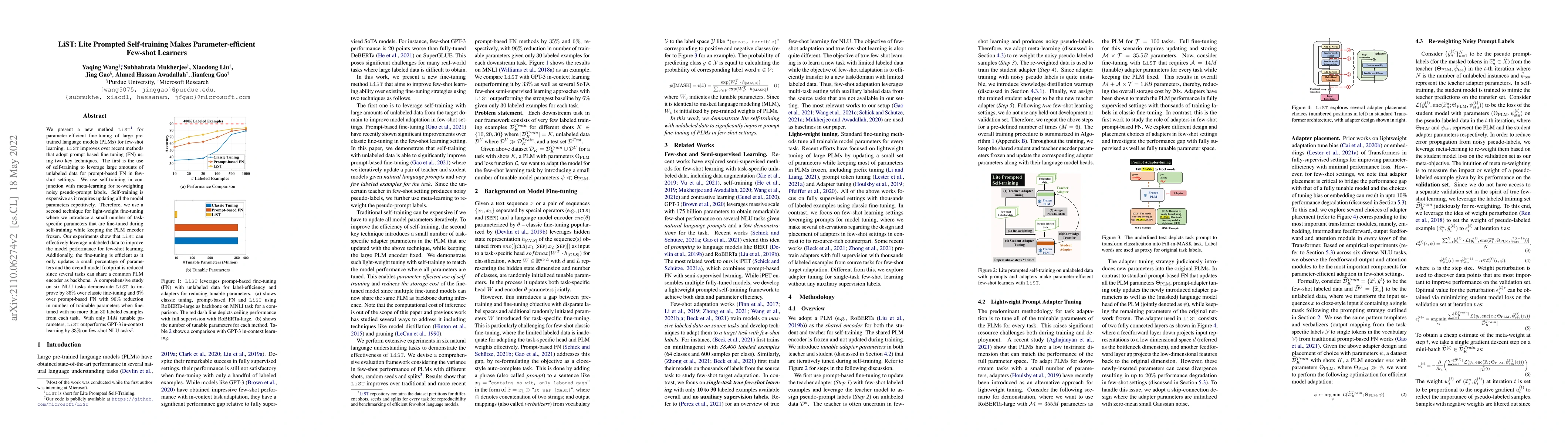 Thumbnail for LiST: Lite Prompted Self-training Makes Parameter-Efficient Few-shot
  Learners